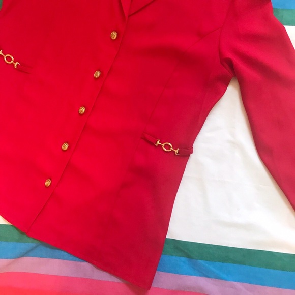 Vintage Red Blazer with Gold Details - Picture 2 of 3
